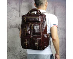 Men Genuine Leather Fashion Travel University College School Bag Designer Male Coffee Backpack Daypack Student Laptop Bag 1170-c - Canvas-green