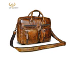 Men Thick Natural Leather Antique Design Business Travel Briefcase Laptop Bag Attache Messenger Bag Tote Portfolio Male k1013 - Wine