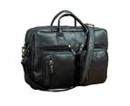 Men Thick Natural Leather Antique Design Business Travel Briefcase Laptop Bag Attache Messenger Bag Tote Portfolio Male k1013 - Black 2