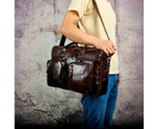 Men Thick Natural Leather Antique Design Business Travel Briefcase Laptop Bag Attache Messenger Bag Tote Portfolio Male k1013 - Dark brown