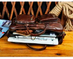Men Thick Natural Leather Antique Design Business Travel Briefcase Laptop Bag Attache Messenger Bag Tote Portfolio Male k1013 - Army Green
