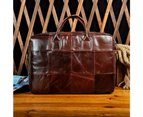 Men Thick Natural Leather Antique Design Business Travel Briefcase Laptop Bag Attache Messenger Bag Tote Portfolio Male k1013 - Backpack2-black