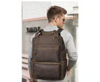Men Top Quality  Leather Retro Large Travel University College School Bag Designer Male Backpack Daypack Student Laptop Bag 5005 - 1739 brown