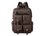 Quality Leather Fashion Travel College School Bag Design Male Heavy Duty Large Backpack Daypack Student Laptop Bag Men 1170-dc - Brown