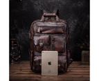 Quality Leather Fashion Travel College School Bag Design Male Heavy Duty Large Backpack Daypack Student Laptop Bag Men 1170-dc - Brown