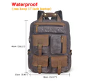 Waterproof Canvas+Genuine Leather Travel University College School Bag Designer Backpack For Men Male Daypack Laptop Bag 1170 - Deep Blue