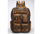 Waterproof Canvas+Genuine Leather Travel University College School Bag Designer Backpack For Men Male Daypack Laptop Bag 1170 - Light brown