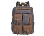 Waterproof Canvas+Genuine Leather Travel University College School Bag Designer Backpack For Men Male Daypack Laptop Bag 1170 - Light brown