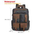 Waterproof Canvas+Original Leather Travel University College School Bag Designer Backpack For Men Male Daypack Laptop Bag 1170 - Black