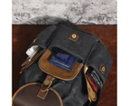 Water Resistant Canvas+Quality Leather Travel University College School Bag Rucksack Backpack Daypack For Men Laptop Bag 9950 - Black