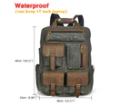 Waterproof Canvas+Real Leather Travel University College School Bag Designer Backpack For Men Male Daypack Laptop Bag 1170 - Canvas-blue