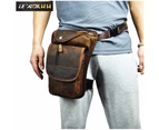 New Original Leather Men Design Female 8&quot; Tablet Messenger Bag Multifunction Travel Fanny Waist Belt Pack Drop Leg Bag Male 3112 - Silver