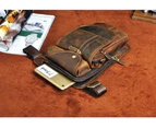 New Original Leather Men Design Female 8&quot; Tablet Messenger Bag Multifunction Travel Fanny Waist Belt Pack Drop Leg Bag Male 3112 - Brown 2