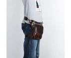 Thick Genuine Leather Men Design Small Messenger Sling Bag Multifunction Vintage Fanny Waist Belt Pack Leg Drop Bag Pouch 211-1 - Canvas-black