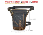 New Canvas+Crazy Horse Leather Shoulder Sling Bag Travel Fanny Waist Belt Pack Leg Thigh Drop Bag Phone Pouch For Men Male 211-6 - Canvas-black