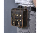 Natural Leather men Design Small Cowhide Vintage Hook Hip Bum Bag Fanny Waist Belt Pack Cigarette Case 6.5&quot; Phone Pouch 1608 - 6inch coffee