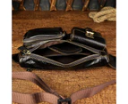 Hot Sale Grain Leather Travel Retro Fanny Waist Belt Bag Chest Pack Sling Bag Design Phone Cigarette Case For men Male 811-10 - Wine