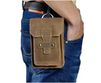 Real Original Leather men Casual Design Small Waist Bag Pouch Fashion Hook Waist Belt Pack Cigarette Case Phone Pouch 9966b - Auburn