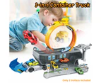Container Truck Race Car Track Set Circular Runway with Mini Cars Kids Toy Gift