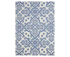 Harbor Stripes Blue Ivory Woven Waterproof Outdoor Rug - 4 Sizes - Blue