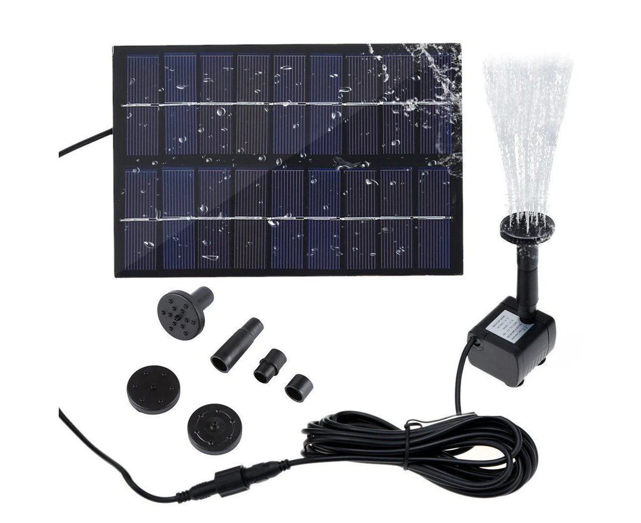 1.8W Solar Water Fountain Pump Set, Submersible Outdoor Fountain Pump with 4 Sprinkler Heads for Different Water Flows, Perfect for Bird Bath, Po