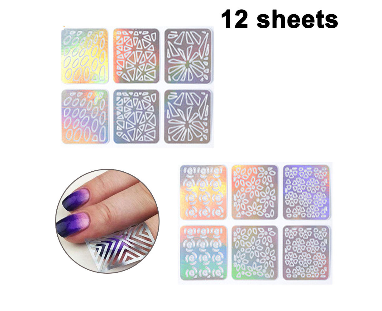 12/24 Sheets Nail Stickers Hollow Out Vinyl Stencils Stickers Decoration Nail Art Tips Nail Decals DIY Manicure Tool Random-24 Sheets 12/24 Sheets Nail Stickers Hollow Out Vinyl Stencils Stickers Decoration Nail Art Tips Nail Decals DIY Manicure Tool Random-24 Sheets