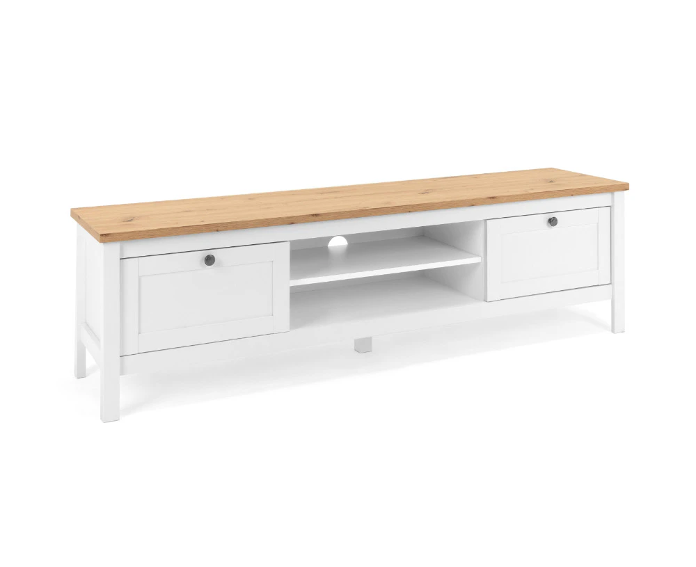 Bergen TV Unit with 2 drawers (white and oak)