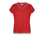 W.Lane Linen Lurex Trim Knit Back Top - Womens - Red