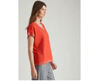 W.Lane Linen Lurex Trim Knit Back Top - Womens - Red