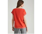 W.Lane Linen Lurex Trim Knit Back Top - Womens - Red