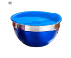 Salad Bowl Anti-rust Sturdy Washable Round Bowl with Plastic Cap Salad Fruit Pan for Home-M