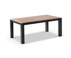 Outdoor Balmoral 1.8M Teak Top Aluminium Table With 6 Capri Dining Chairs - Outdoor Aluminium Dining Settings - Charcoal with Denim Grey