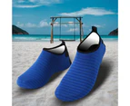 1 Pair Anti-slip Outsole Foldable Beach Shoes Men Women Striped Print Thin Barefoot Swimming Shoes for Summer -Blue