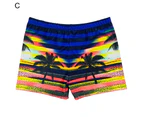 Man Shorts Loose Plus Size Polyester Flat Corner Printed Beach Shorts for Spa -One Size