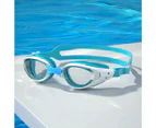 Swimming Goggles Adjustable Strap Waterproof Silicone Anti-Fog Swim Eyewear Men Women Underwater Swimming Glasses for Water Sports -Lake Blue