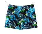 Beach Shorts Fashionable Anti Embarrassment Plus Size Men Digital Print Pattern Flat Corner Swimming Trunks for Holiday -M
