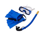 1 Set Snorkeling Goggles Good Toughness Safe Breathing Waterproof Kids Wide Vision Swimming Eyewear Snorkel Swim Fins for Underwater Diving-Blue