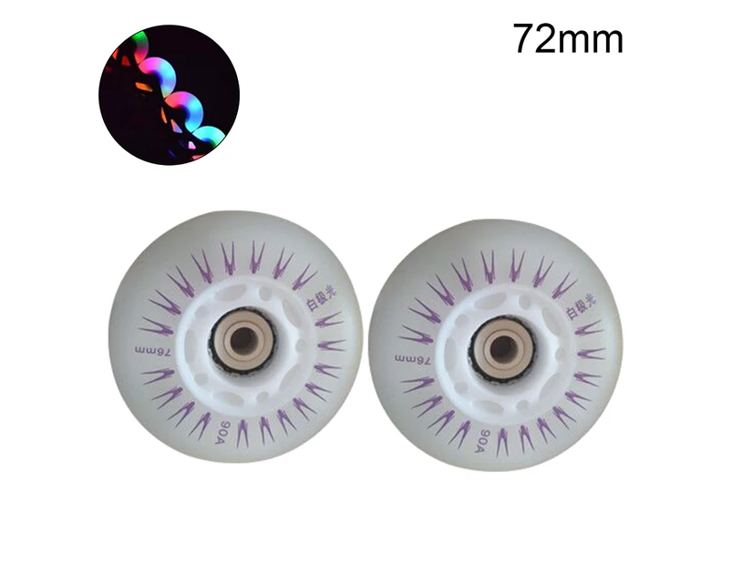 2Pcs 80/76/72mm In-line Speed Skate Skating LED Light Flashing Roller Wheels-Multi-Color