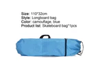 Skateboard Bag Waterproof Canvas Solid Color Camouflage Zip Drawstring Adjustable Strap Longboard Storage Bag for Outdoor-Blue