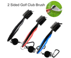 Portable Double Side Golf Club Cleaning Brush with Retractable Line Carabiner-Blue