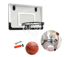 Home Dormitory Door Wall Mounted Mini Basketball Hoop Net with Ball Pump Wrench-Black