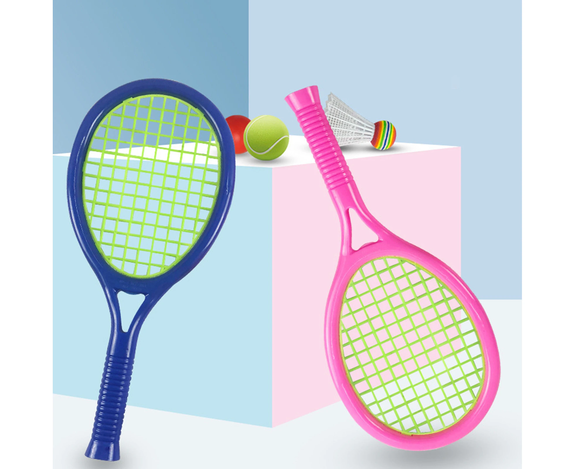 Badminton Rackets Set Solid Base Portable Eco-friendly Colorful High-elastic Children Tennis Rackets Toy for Sports