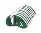 10Pcs Golf Club Head Covers Thicker Materials Wear Resistant Accessory Both Sides Golf Iron Driver Hybrids for Golf Lover-Green