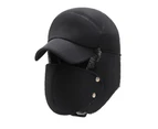 Women Men Winter Hats Windproof Thick Warm Snow Cap Face Mask Outdoor-Black