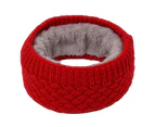 Winter Men Women Solid Color Thicken Warm Thermal Knitted O Ring Collar Scarf-Pink
