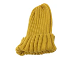 Winter Autumn Women Beanie Knitted Solid Color Hat Warmer Bonnet Casual Cap-Yellow