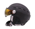Head Protector Breathable with Goggles Adult CE-EN1077 Men Women Ski Helmet for Riding-Black