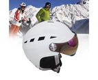 Head Protector Breathable with Goggles Adult CE-EN1077 Men Women Ski Helmet for Riding-White