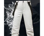 Snow Ski Pants Waterproof Insulating Protection Smooth Surface Women Windproof Breathable Snow Ski Pants for Snowboarding-Creamy White