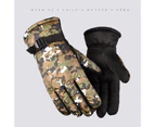 Cycling Gloves Waterproof Wear-resistant Thermal Camouflage Print Windproof Sport Gloves for Outdoor-Camo Green